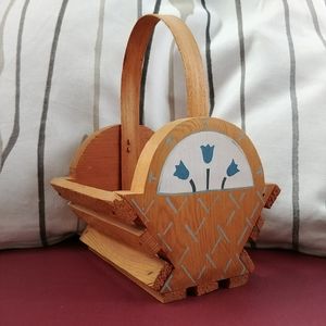 Sawmill Critters Wood Basket Hand Painted